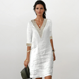 Mariana - Vestido de mujer de algodón y lino