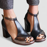 Nadaria | Sandalias altas negras con dedos al aire y diseño de patchwork