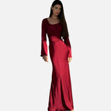 Elegante Vestido Maxi de Manga Larga para Invitadas de Boda