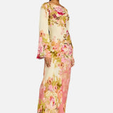Vestido de Noche con Mangas de Campana Floral