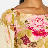 Vestido de Noche con Mangas de Campana Floral