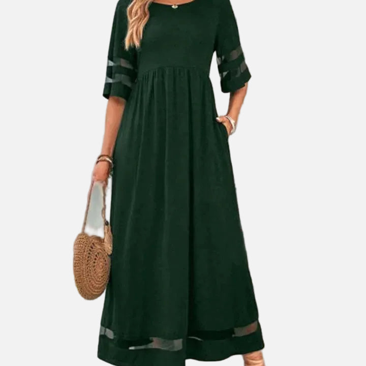 Vestido Negro Transparente – Diseño Halagador de Cuello O para un Estilo de Verano Sin Esfuerzo