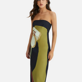 Vestido Maxi de Fiesta de Verano Impreso Sin Tirantes Calla