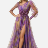 Vestido de Noche Maxi de Manga Asimétrica