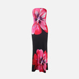Vestido Maxi Floral Sin Tirantes – Vestido de Noche Elegante para Mujeres