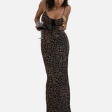 Vestido Maxi de Fiesta de Patrón de Leopardo