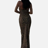 Vestido Maxi de Fiesta de Patrón de Leopardo