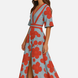 Vestido Maxi de Verano con Escote en V Floral