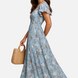 Vestido Maxi Floral de Verano Azul