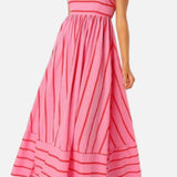 Vestido Maxi de Playa de Verano con Tirantes a Rayas
