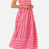 Vestido Maxi de Playa de Verano con Tirantes a Rayas