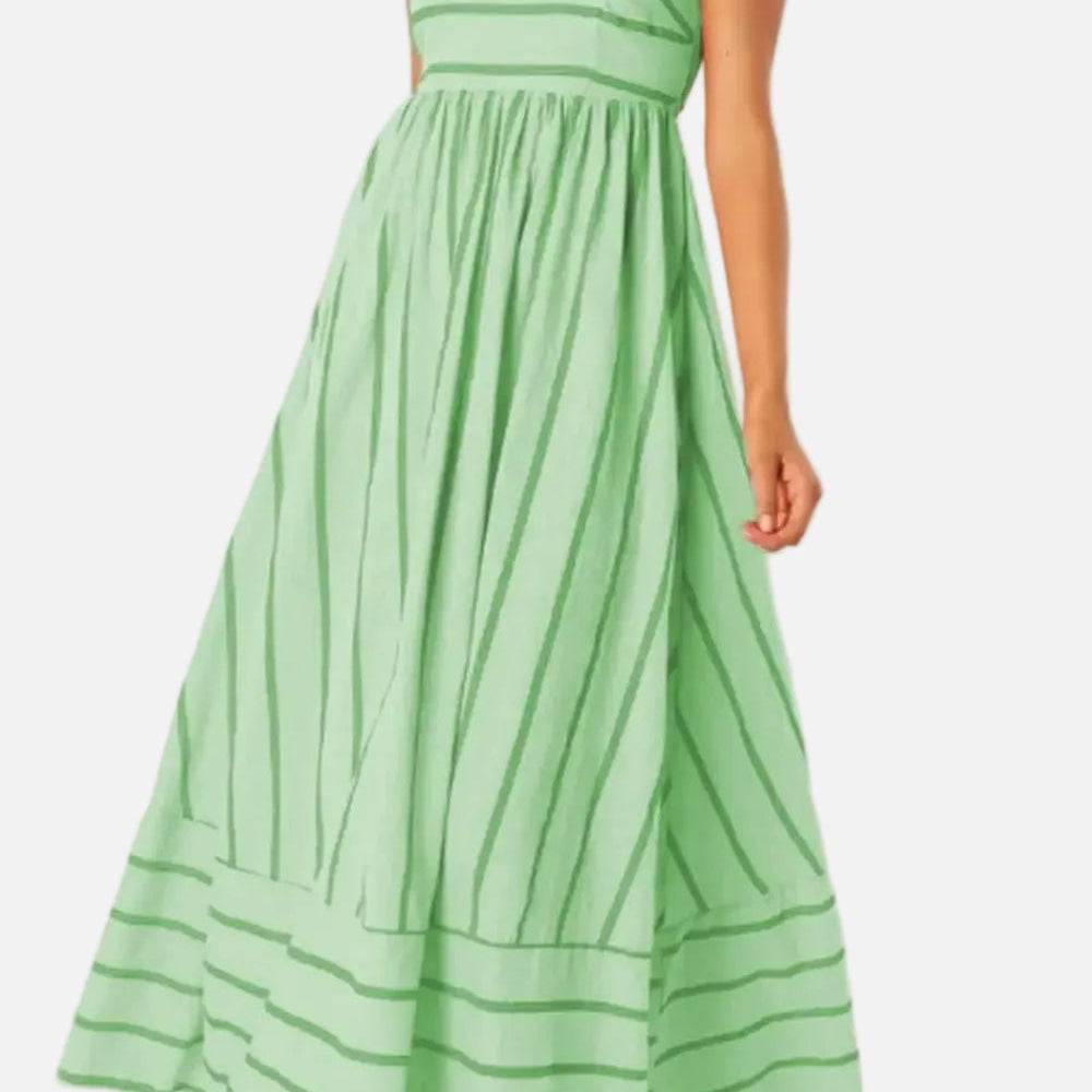 Vestido Maxi de Playa de Verano con Tirantes a Rayas