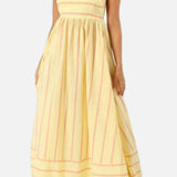 Vestido Maxi de Playa de Verano con Tirantes a Rayas