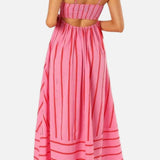 Vestido Maxi de Playa de Verano con Tirantes a Rayas