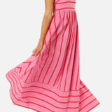 Vestido Maxi de Playa de Verano con Tirantes a Rayas