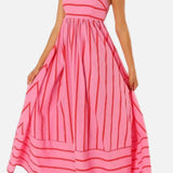 Vestido Maxi de Playa de Verano con Tirantes a Rayas