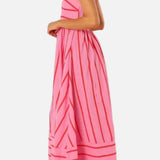 Vestido Maxi de Playa de Verano con Tirantes a Rayas