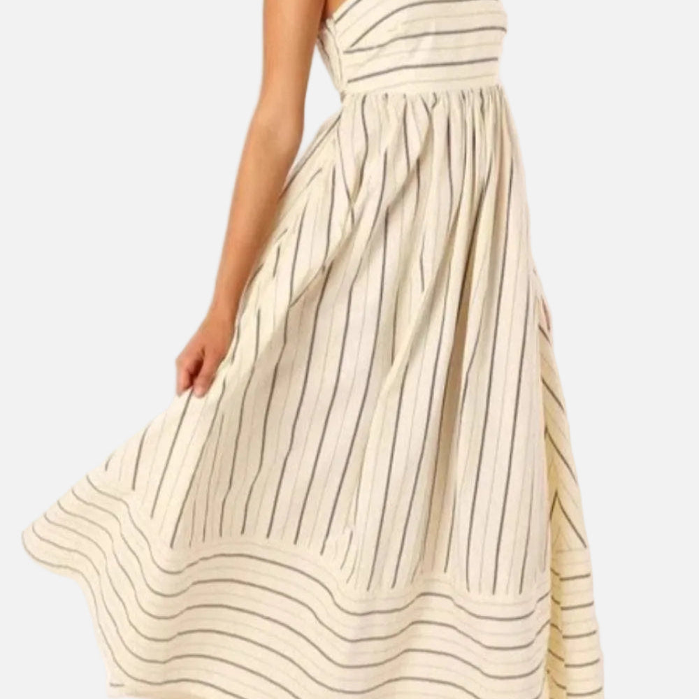 Vestido Maxi de Playa de Verano con Tirantes a Rayas