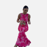 Vestido Maxi de Noche Sin Mangas Bordado Floral