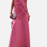 Vestido Maxi de Verano Sin Mangas Adornado con Flores