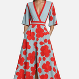 Vestido Maxi de Verano con Escote en V Floral