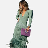 Vestido Maxi con Detalle de Flecos – Vestido Elegante para Ocasiones Especiales para Mujeres