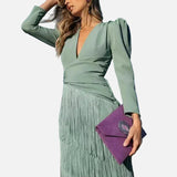Vestido Maxi con Detalle de Flecos – Vestido Elegante para Ocasiones Especiales para Mujeres