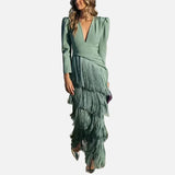 Vestido Maxi con Detalle de Flecos – Vestido Elegante para Ocasiones Especiales para Mujeres