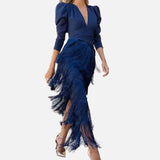 Vestido Maxi con Detalle de Flecos – Vestido Elegante para Ocasiones Especiales para Mujeres
