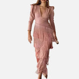 Vestido Maxi con Detalle de Flecos – Vestido Elegante para Ocasiones Especiales para Mujeres