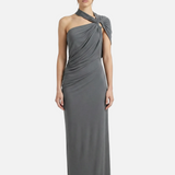 Vestido Maxi Drapado de Un Hombro con Silueta Esculpida