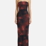 Vestido Maxi Impreso Sin Tirantes – Vestido Elegante de Verano para Mujeres