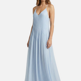Vestido Maxi con Tirantes de Espagueti Plisados y Silueta Fluida