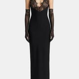 Vestido Maxi con Panel de Encaje – Vestido Elegante para la Silueta Nocturna de Mujeres