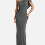 Vestido Maxi Drapado de Un Hombro con Silueta Esculpida