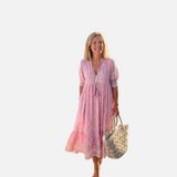 Vestido midi de verano para mujer – estilo boho de playa con bolsillos
