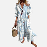 Vestido de Impresión de Círculo Geométrico – Estilo Vintage de Manga Abullonada A-Line para Verano