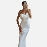 Maxi vestido de invitada de boda de noche Blanco