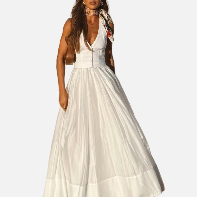 Elegante Vestido de Fiesta Blanco de Verano
