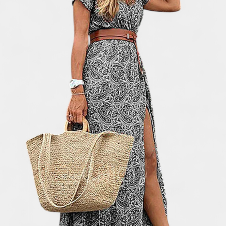 Vestido Boho de Verano Anfisa con Cinturón y Escote en V