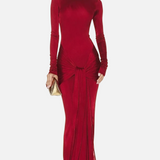 Vestido Maxi Formal de Cuello Alto Rojo