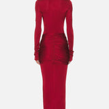 Vestido Maxi Formal de Cuello Alto Rojo