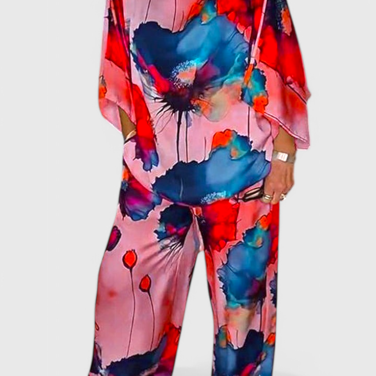Karoline Conjunto Floral de Dos Piezas con Ajuste Relajado
