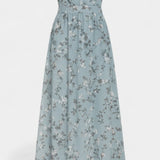 Vestido Maxi Floral Amara con Escote en V y Mangas de Volante