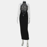 Vestido Maxi Halter de Encaje – Vestido de Noche Elegante y Esculpido para Mujeres