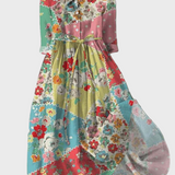 Vestido estilo patchwork de lunares con estampado colorido