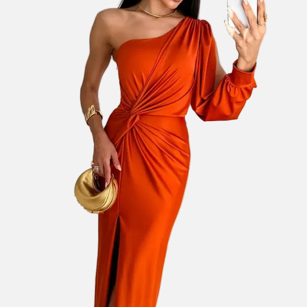 Elegante vestido maxi de invitada de boda formal