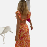 Vestido Maxi de Cóctel de Verano con volantes y patrón floral