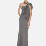Vestido Maxi Drapado de Un Hombro con Silueta Esculpida