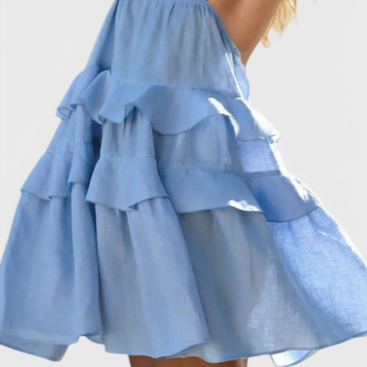 Vestido sin espalda Vianey de algodón y lino